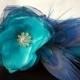 Bridesmaid Clutch - Bridesmaid GIft Ideas - Custom Clutch Collection - Ombre Effect Shades of the Ocean with Blue Peacock Feather Accent