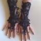Black lace gloves french lace bridal gloves, ''High Quality Lace Gloves'' fingerless gloves black gloves burlesque glove guantes free ship