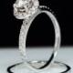 SALE- Diamond Solitaire Halo .86ct Engagement Ring - 14k White Gold - Size 6 - (Complete Bridal Wedding Set)