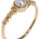 Alternative engagement ring, 14K Gold Filled Classic Engagement Pearl ring, 14K Gold plated pearl ring, bridesmaids ring, Free Shipping