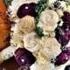 Fall Bouquets, Fall Wedding, Burlap Lace,Plum Sola Bouquet,Purple Bouquet,Alternative Bouquet,Rustic,Bridal Accessories,Keepsake Bouquet