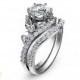 Bridal Set 14K White Gold Diamond Ring,Designer Engagement ring,Leaf Ring,Matching Wedding Rings,Promise Rings,Uniqe Engagement Ring.