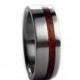 Holiday Sale 10% Off Titanium Wood Ring w Offset Bloodwood Pinstripe Band - For Women and  Men, Ring Armor Included