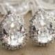 Silver Bridal wedding earrings Drop Swarovski Crystal earrings teardrop stud earring , bridesmaids earrings-silver plated genuine crystals