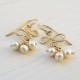 Pearl dangle earrings. Bridal jewelry. Gold bridal earrings. Wedding pearl earrings. Bridal gift. Gold dangle earrings.
