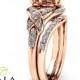 14K Rose Gold Vintage Engagement Ring Rose Gold Morganite Ring Peach Pink Morganite Wedding Rings Set Unique Engagement Ring