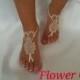 Raw slik color ivory frame Free Ship Flower girl anklet embrodeired Beach wedding barefoot sandals bangle wedding anklet flower girl wedding