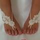 ivory Free Ship Flower girl anklet embrodeired Beach wedding barefoot sandals, bangle wedding anklet flower girl wedding