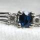 Sapphire Engagement Ring Genuine Blue Sapphire Diamond Ring White Gold 10K September Birthday