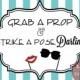 INSTANT DOWNLOAD - Photo Booth Sign - Tiffany Blue and Silver Glitter - Grab A Prop & Strike A Pose Darling