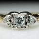 Vintage Art Deco .15ct Round Diamond Engagement Ring 14k Yellow Gold - Size 5.5
