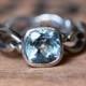 Engagement ring aquamarine, infinity engagement ring, bezel engagement ring, March birthstone ring, filigree engagement ring - Wrought ring