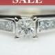SALE Vintage Diamond Engagement Ring Princess Cut Diamond Ring 14k White Gold All Natural Petite Bridal Ring
