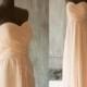 2015 Peach Bridesmaid dress, Long Blush Wedding dress, Strapless Sweetheart Formal dress, Chiffon Strapless Prom dress floor length (B066B)