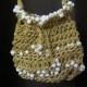 Crochet golden neck bag, crochet necklace romantic pouch, Bridal neck pouch