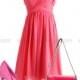 Coral Strapless Sweetheart Chiffon Bridesmaid Dress/Prom Dress Knee Length Short Dress