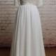 Elegant Lace Embroidery V Neck Half Sleeves Long Chiffon Wedding Bridal Dress