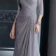 2015 One Shoulder Zipper Appliques Ruched Chiffon Grey Sleeveless Floor Length