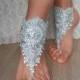 Light blue Beach wedding barefoot sandals
