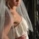 Blusher and Fingertip Length Veil - Two Tier Veil with Raw Cut Edge - White, Diamond White, Ivory, Champagne