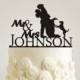 Custom Wedding Cake Topper - Mr & Mrs Cake Topper, Dog Wedding Cake Topper, Personalized with Your Last Name, Bride and Groom - Cake Decor