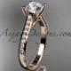 14kt rose gold diamond unique engagement ring, wedding ring ADER116