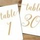 Instant Download Printable Table Numbers 1-30 // Bella Script Gold Table Number, Gold Wedding Decor // 5x7 and 4x6 Table Numbers Wedding