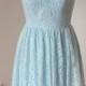 2015 V-back Light Sky Blue Lace Short Bridesmaid Dress