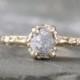 14K Yellow Gold Raw Diamond Engagement Ring -Filigree Ring - Antique Styled Engagement Ring - April Birthstone -Uncut Rough Raw Gemstone