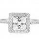 1 Carat 6mm Princess Cut CZ Double Halo Engagement Ring - Square Cubic Zirconia Sterling Silver Rhodium