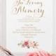 In Loving Memory Sign - 8 x 10 sign - DIY Printable sign in "Vintage" antique gold - PDF and JPG files - Instant Download