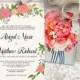Hand Painted peach blossom Wedding Invitation with Hand Written Calligraphy – Perfect for a Spring Wedding