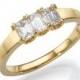 3 Stone Diamond Ring, Unique Engagement Ring, 18K Gold Ring, 0.78 CT Three Stone Ring, Art Deco Engagement Ring Size 6.5