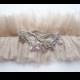 glitterati silk tulle garter nude shimmer rose gold garter embroidered beaded garter vintage style heirloom garter