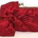 Silk Bow Clutch,Bags And Purses, Bridal Accessories,Red Clutch,Bridal Clutch,Bridesmaid Clutch,Bridesmaid Gift,