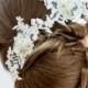 Bridal lace hair accessory. Handmade bridal lace hair piece. Flower crown. Bridal fascinator. Wedding hair crown.  Wedding lace hair vine.
