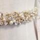 Crystal Bridal Belt- Narrow Bridal Belt- Swarovski Crystal Bridal Sash- One-of-a-Kind Hand-Beaded -Vintage Glamour