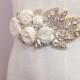 Silk Rose and Crystal Bridal Sash- Floral Bridal Belt- Floral Bridal Sash