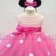 Minnie mouse dress minnie mouse birthday dress Flower girl dress pink  tutu dress mickey mouse princess dress pink crochet top tulle dress