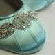 Wedding Shoes - Ballet Flats - Wedding Shoe Flats - Aqua Blue Wedding Shoe - Blue Flats - Blue Ballet Slipper - Aqua Wedding - Wedding Flats