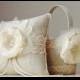 NEW - Flower Girl Basket,  Ring Bearer Pillow, Wedding, Ivory Flower Girl Basket, Vintage Basket and Pillow Set