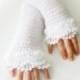 Fingerless Gloves , White, Bridal, Bride, Elegant, Shabby, Chic, Lace gloves, Mittens, Elegantly, Winter,  Wedding gloves, Bridal gloves