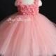 Peach Pink and Coral Flower Girl Tutu Dress birthday parties dress Easter dress Occasion dress 1T-10T (with a matching headpiece)