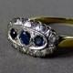 Art Deco Sapphire & Diamond Ring // Trilogy Ring // Past Present and Future Ring
