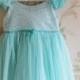 Frozen Birthday Dress, Blue Sparkle Glitter Princess Dress , Aqua Wedding Flower Girl Dress, Frozen Tutu Dress
