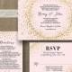 Blush Pink & Gold Glitter Wedding Invitation RSVP Info Card 3 Piece Suite Modern Deco Chic Vintage Glam Sparkle DIY or Printed - Remy