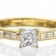 Baguette Diamond Ring, 14K Gold Ring, 0.7 CT Diamond Engagement Ring, Diamond Baguette Ring, Art Deco Engagement Ring