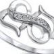 Double Heart Infinity Knot Crisscross Promise Ring 925 Sterling Silver Round Brilliant Sparkling White Russian Clear CZ Infinity Heart Ring
