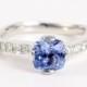 SAPPHIRE DIAMOND 18k White Gold Engagement Ring 'WAVE' 