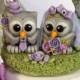 Owl cake topper with wedding floral arch, stand and banner - wedding custom cake topper
